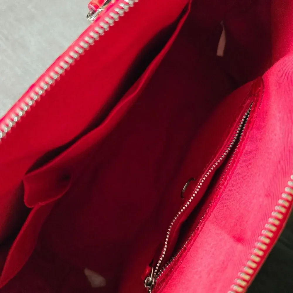 EUC STAUER Red Croc Embossed Hard Leather Handbag Purse Unused Clean animal